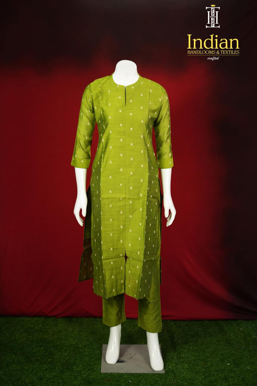 Raw Silk 2 Pc Set-Green