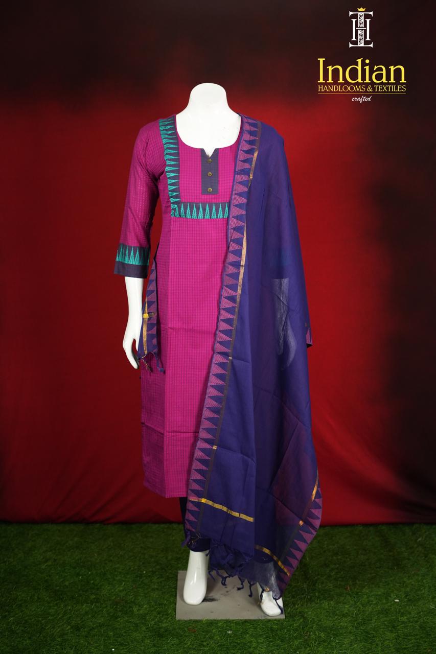 Handloom Cotton Chex-Pink