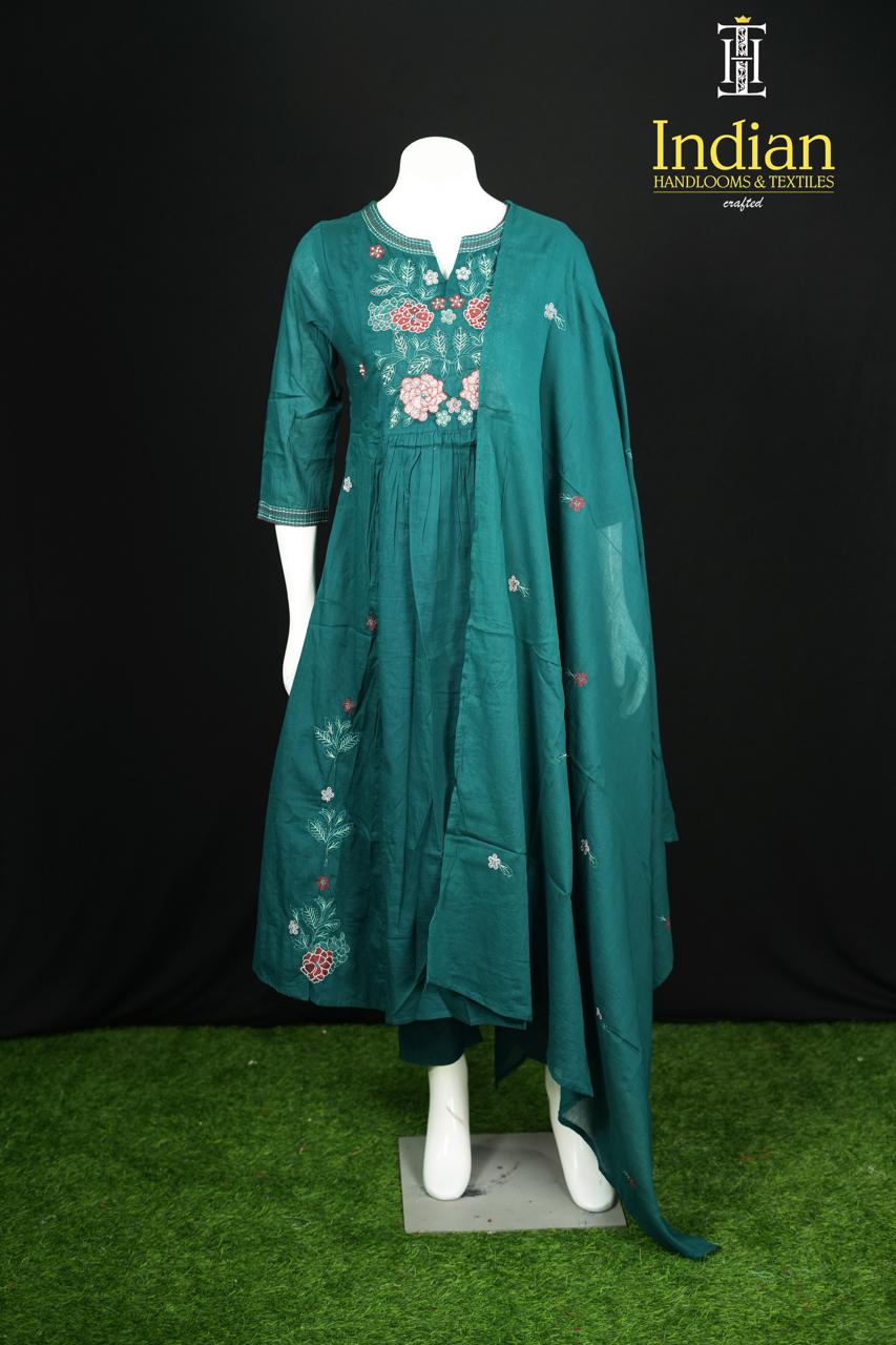 Designer Mul Cotton-Peacock Blue