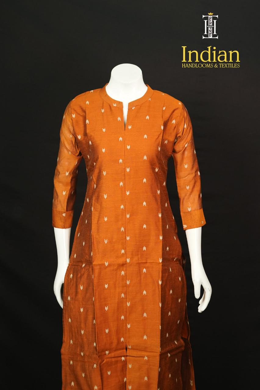 Raw Silk 2 Pc Set -  Rust Brown