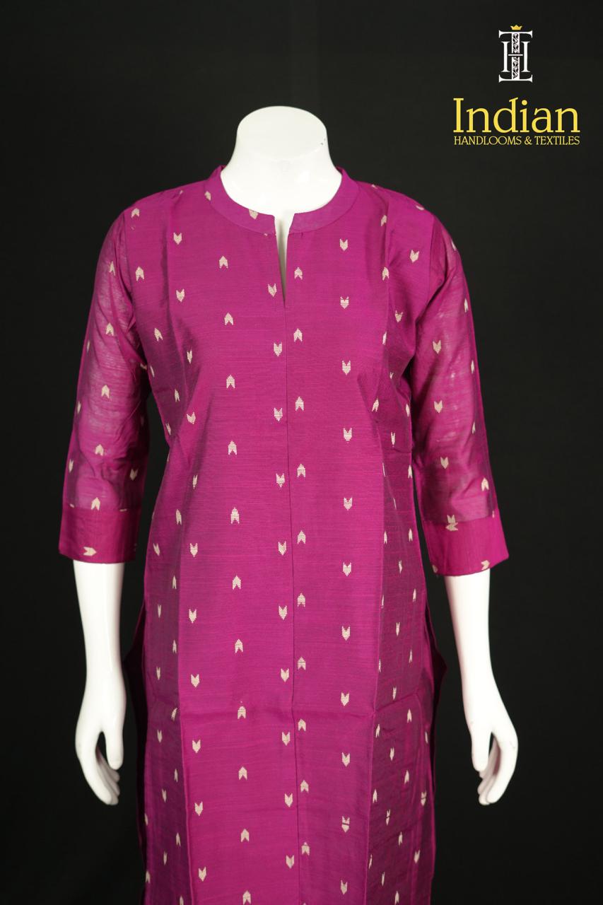 Raw Silk 2 Pc Set - Dark Pink