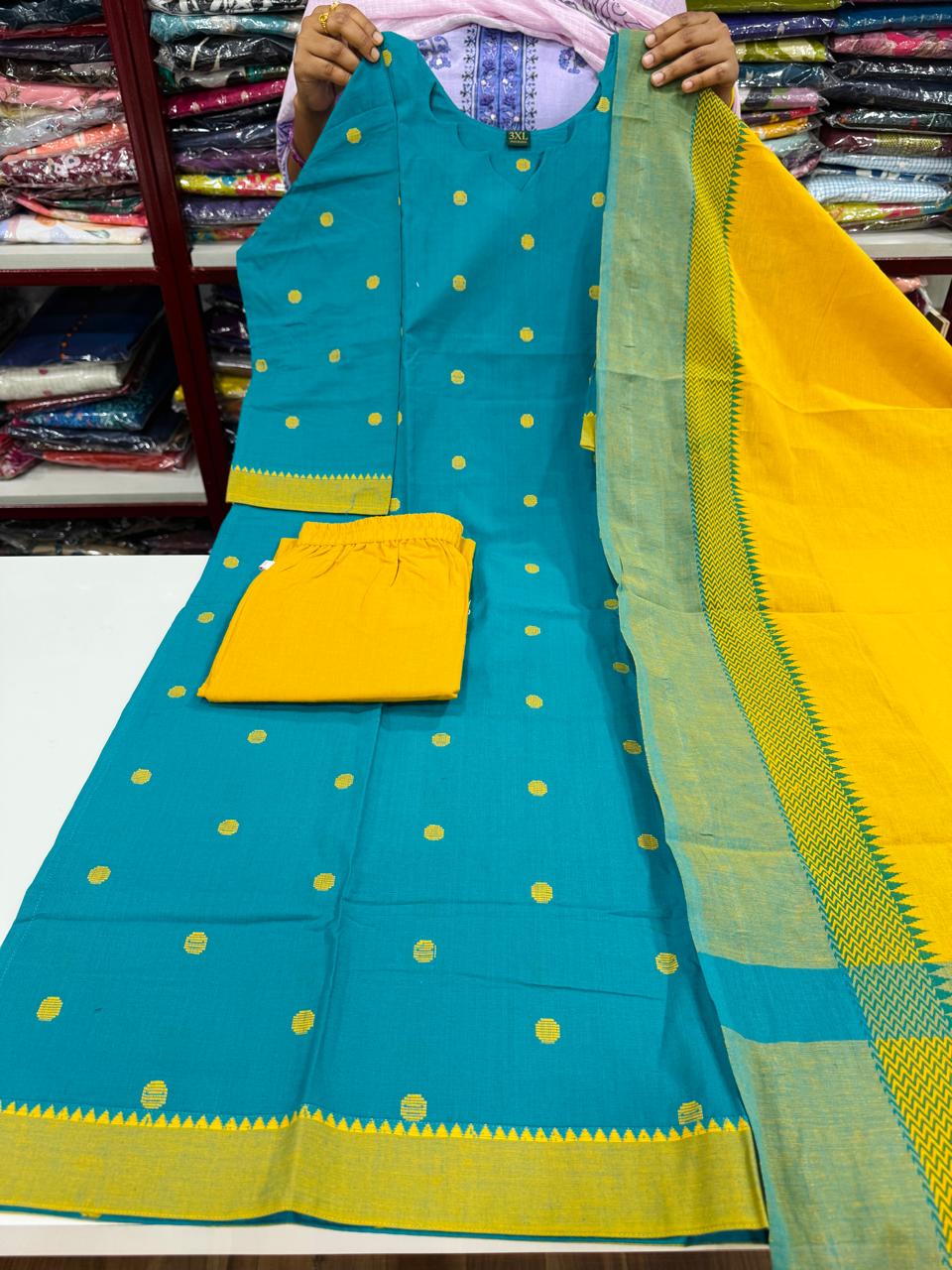 Plus Size Handloom Set-Blue