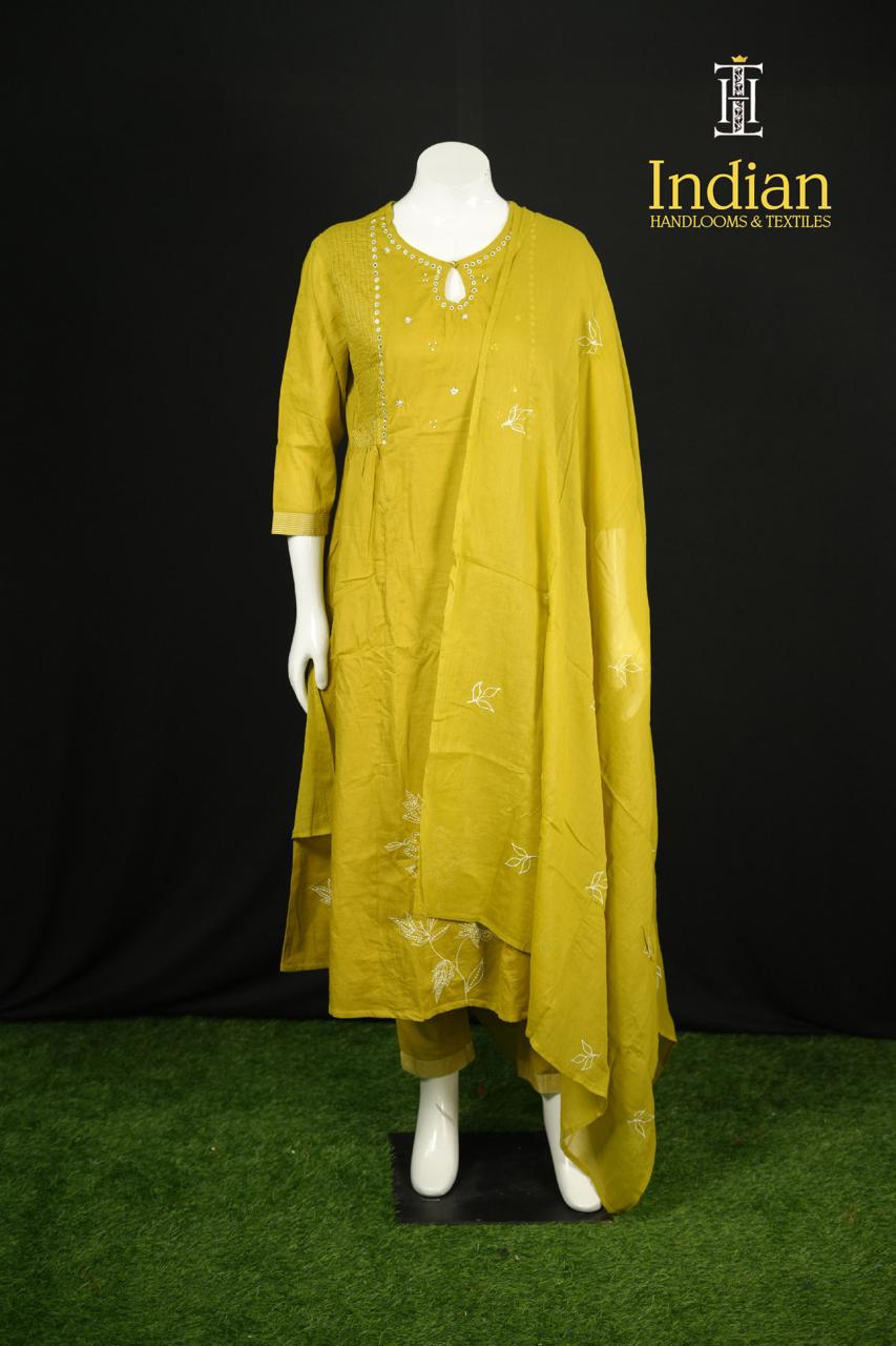 Designer Mul Cotton Set-Yellow