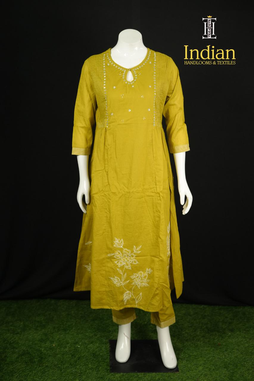 Designer Mul Cotton Set-Yellow