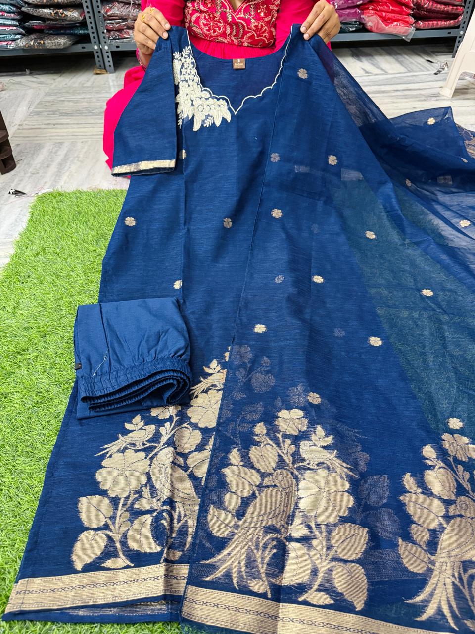 Designer Jamdani Set-Blue