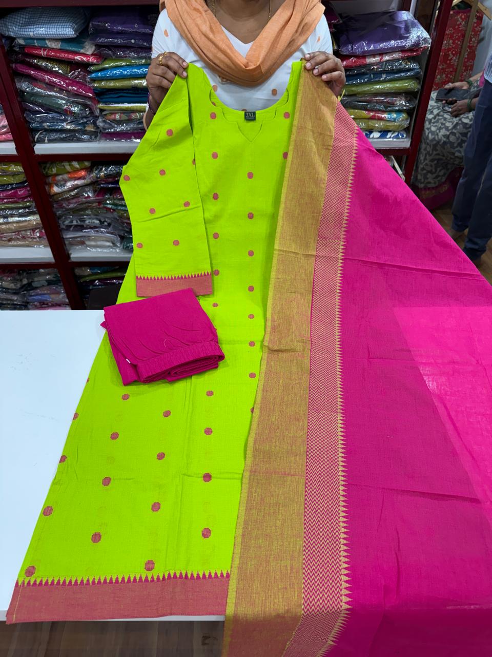 Plus Size Handloom Set-Green