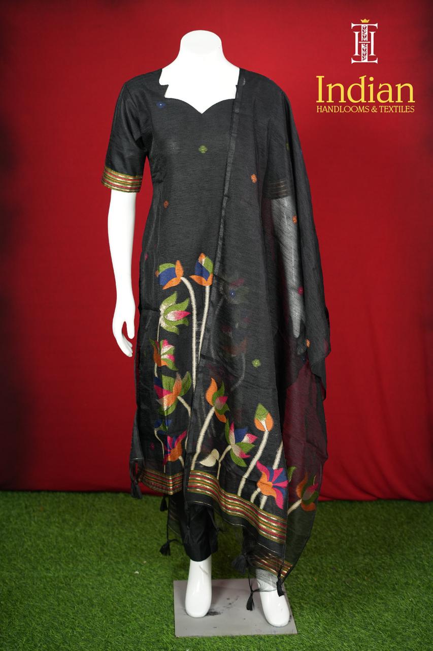 Premium Jamdhani Set-Black