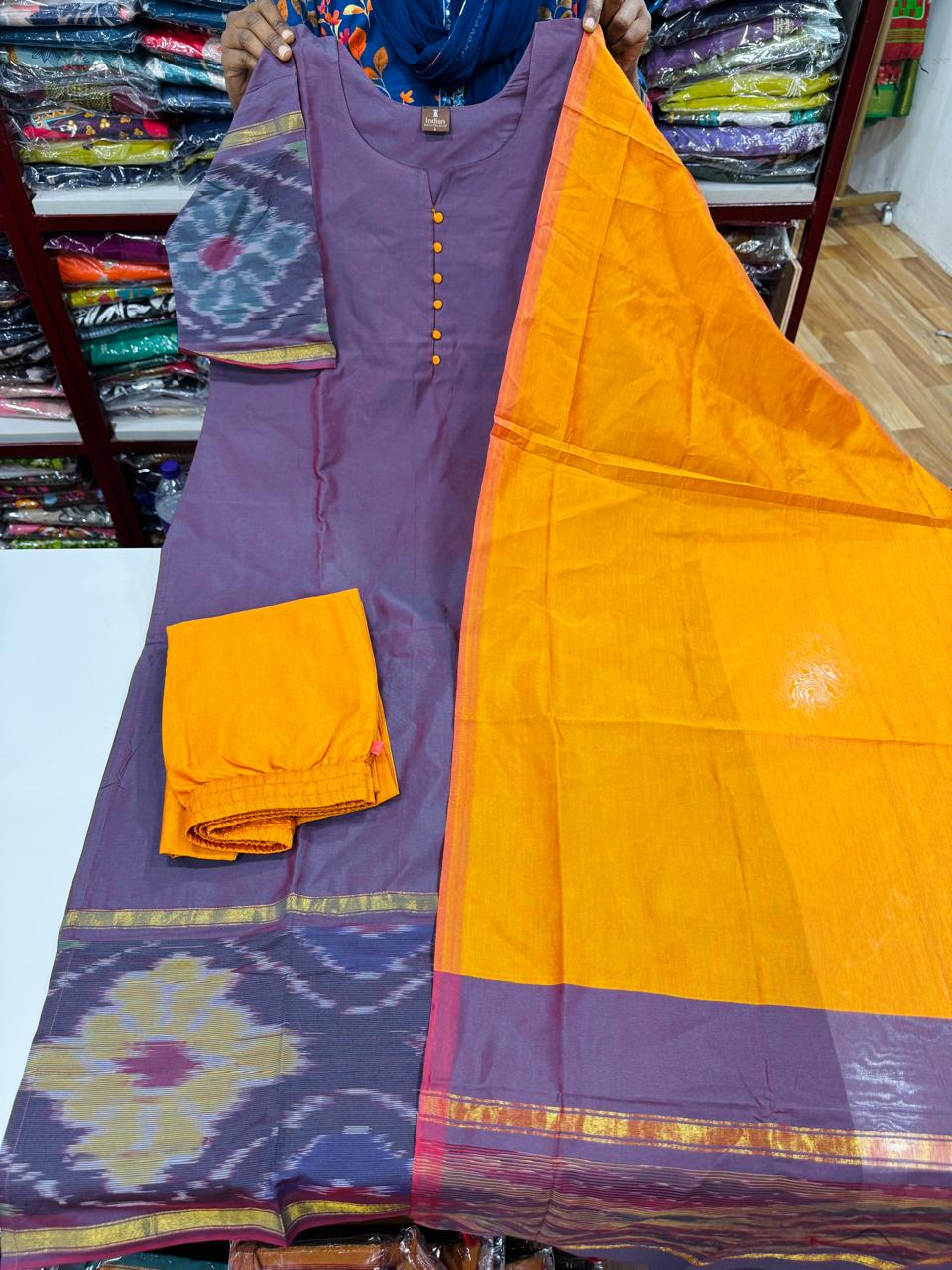 Handloom Sico Sets - Greyish Wine