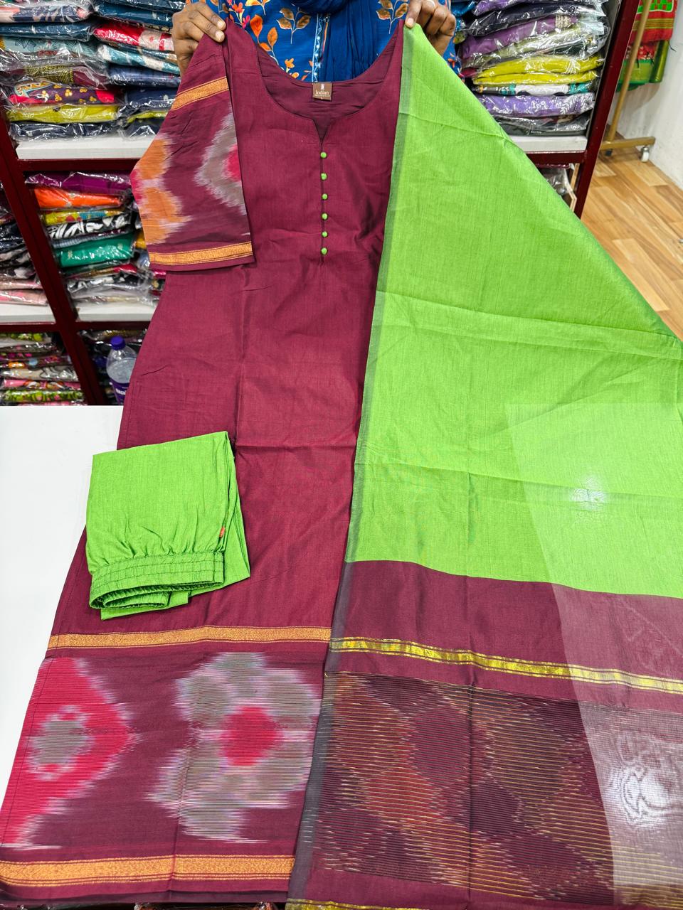 Handloom Sico Sets - Dark Maroon