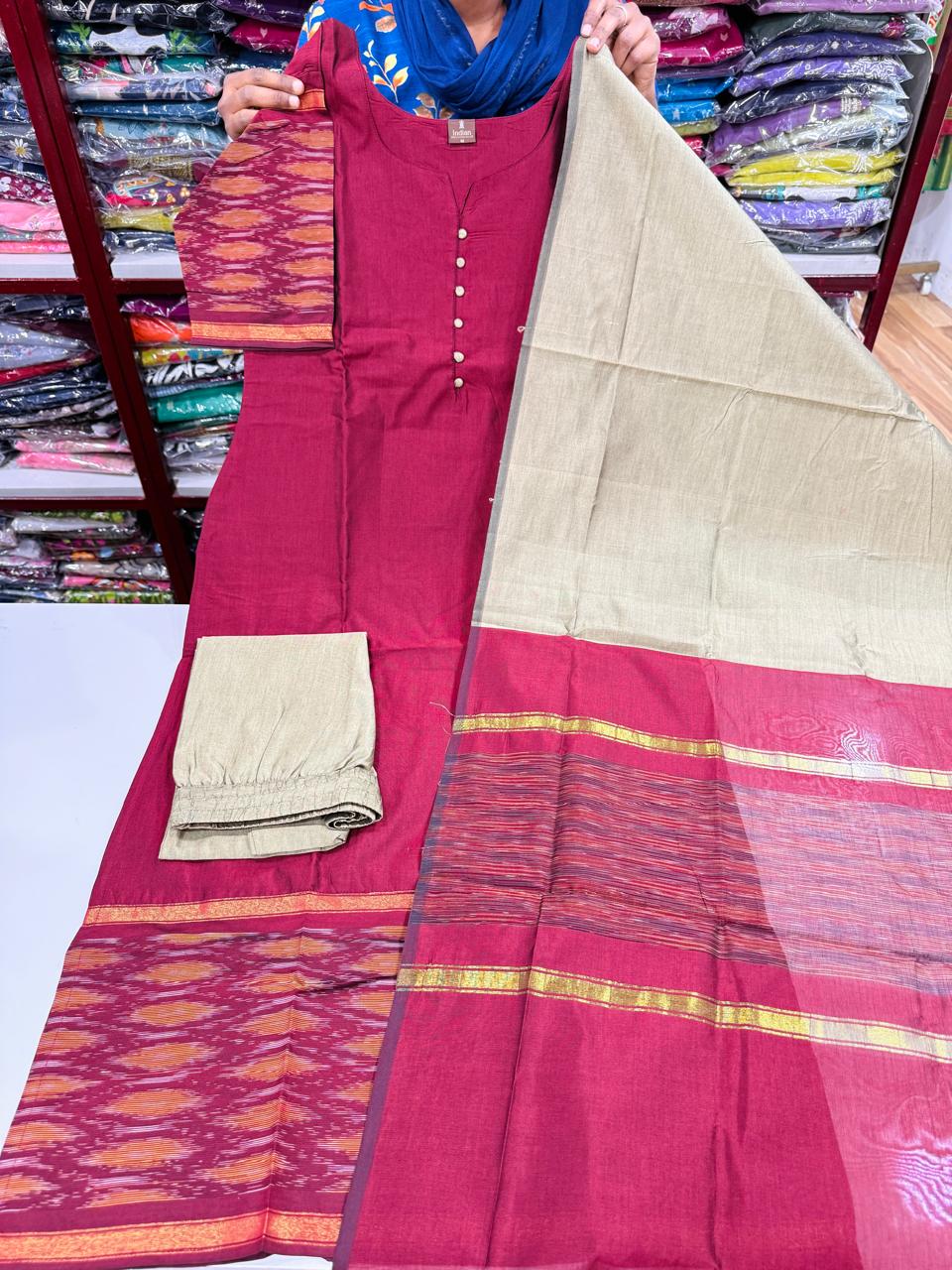 Handloom Sico Sets - Maroon