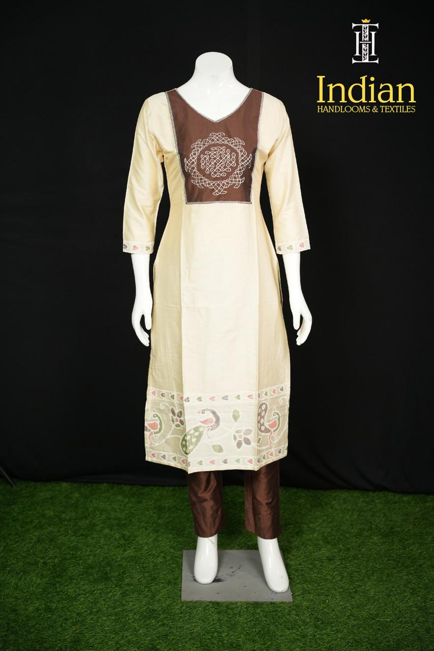 Designer Raw Silk Set-Half White