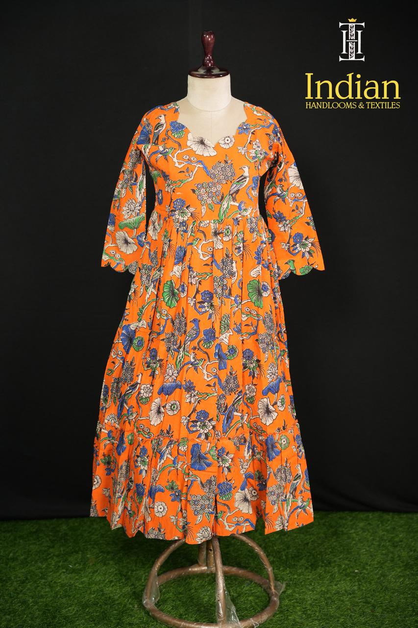 Original Kalamkari Frocks-Orange