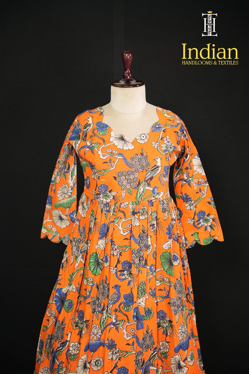 Original Kalamkari Frocks-Orange