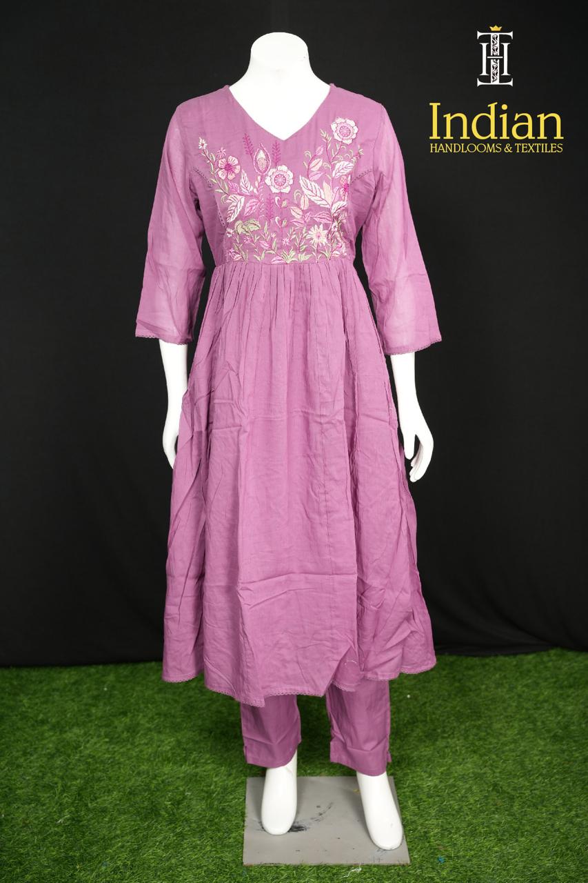 Jaipuri Mul Cotton Set-Leight Wine