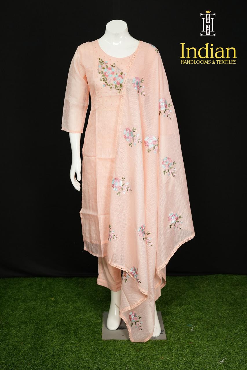 Designer Kota Set-Leight Peach