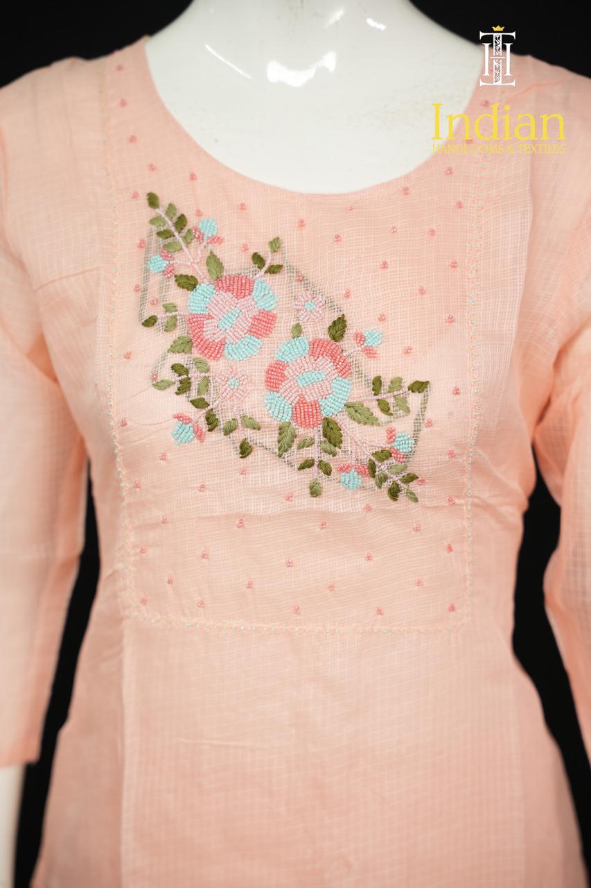 Designer Kota Set-Leight Peach