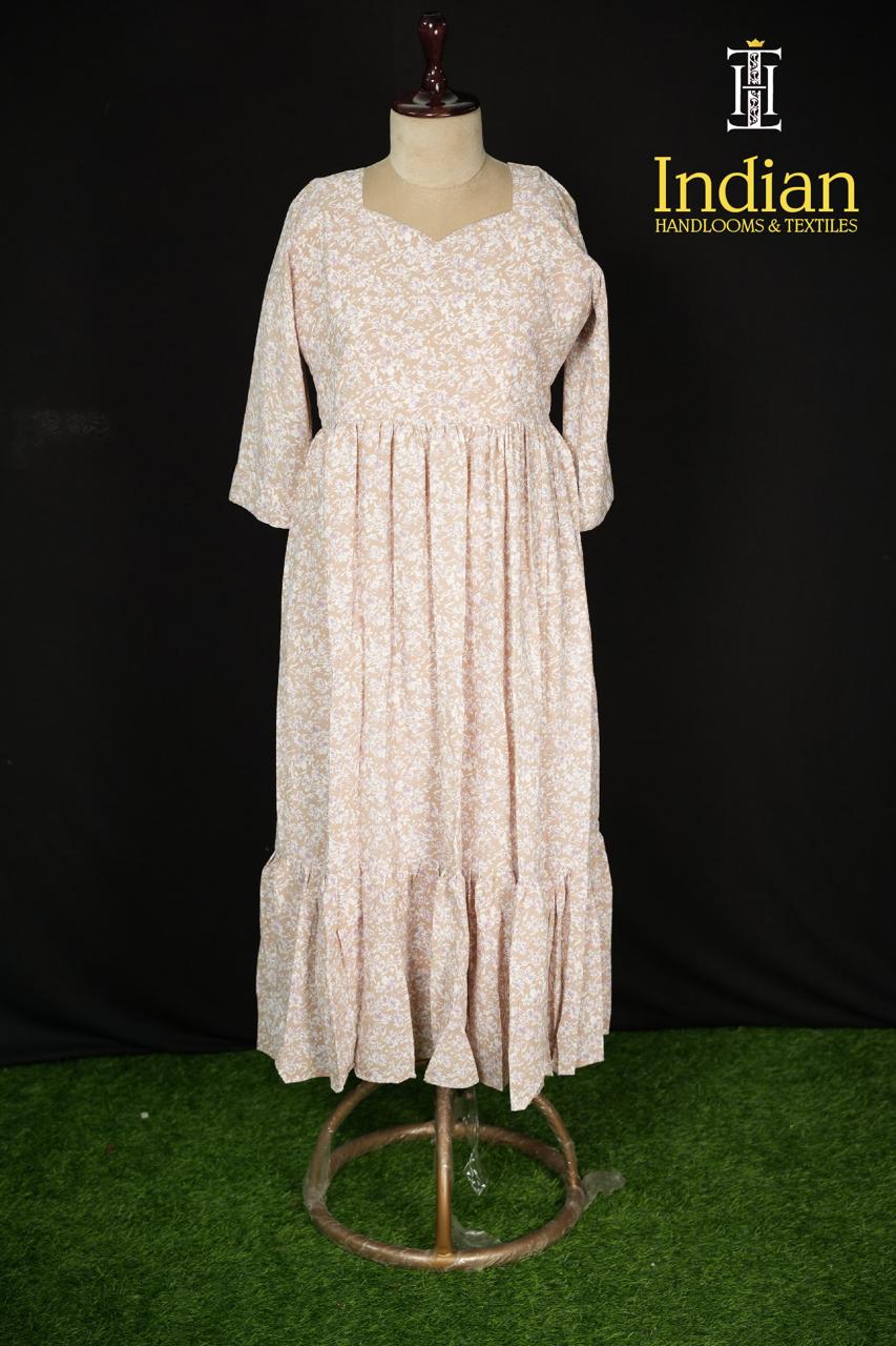 Floral Georgette Frocks- Cream 1