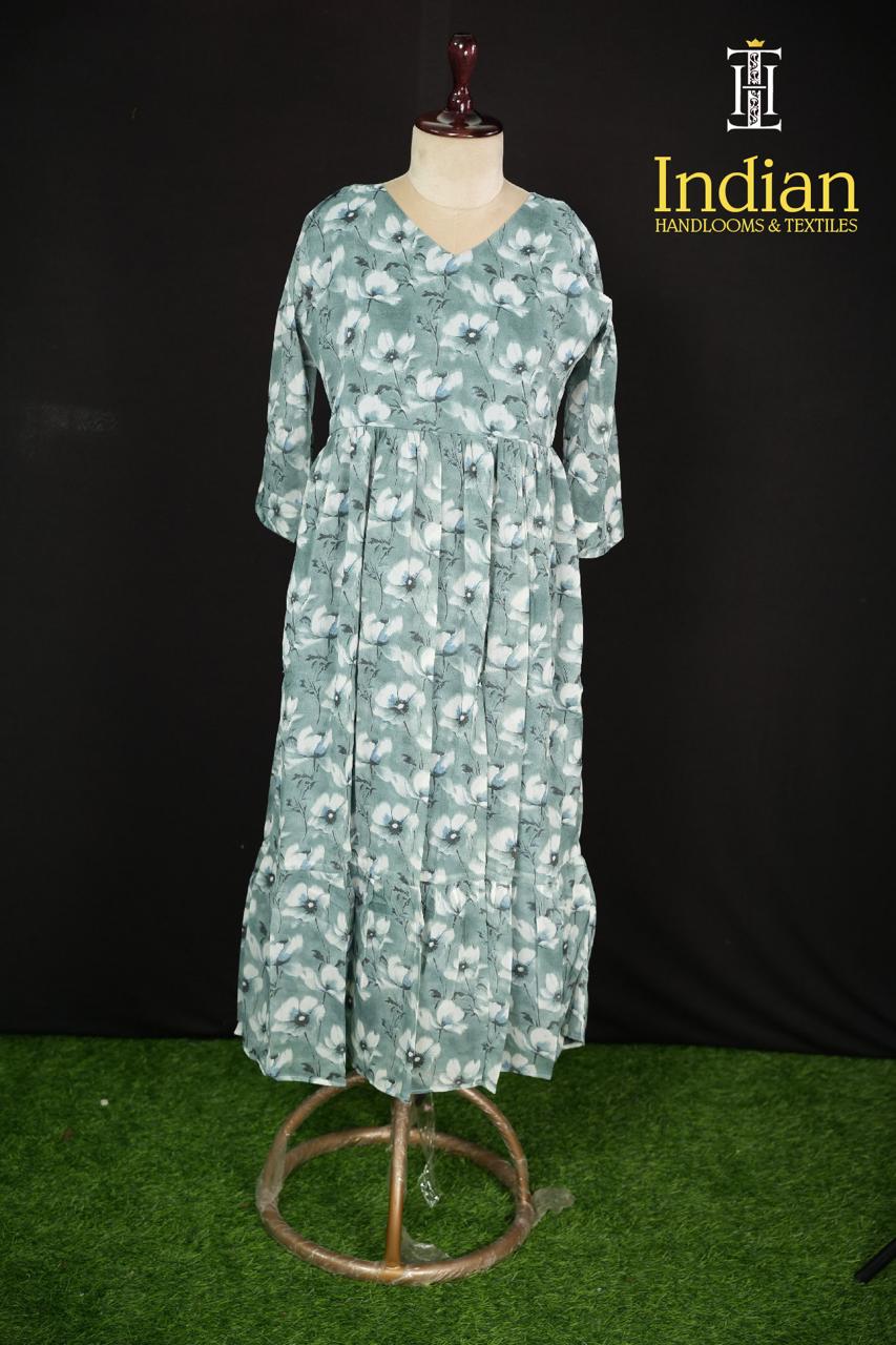 Floral Georgette Frocks- Dark Grey 1