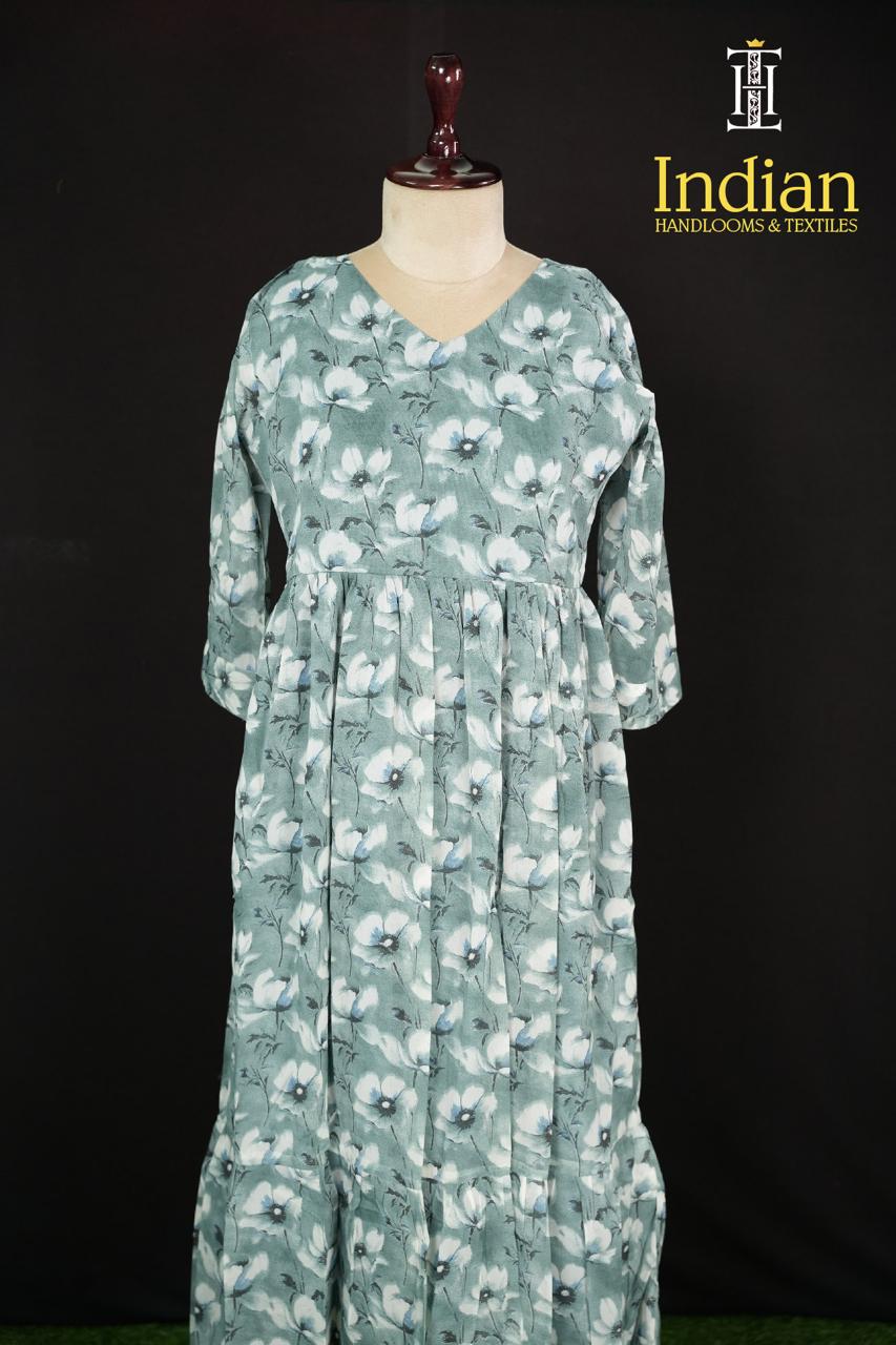 Floral Georgette Frocks- Dark Grey 1