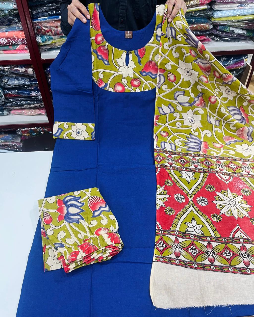 Kalamkari 3Pc Set- Royal Blue