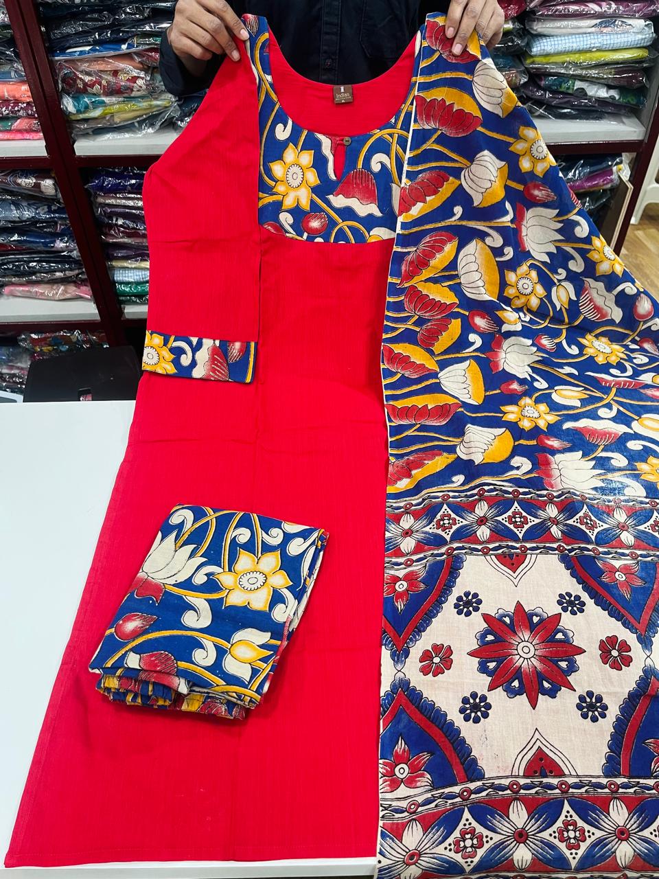 Kalamkari 3Pc Set- Tomato Pink