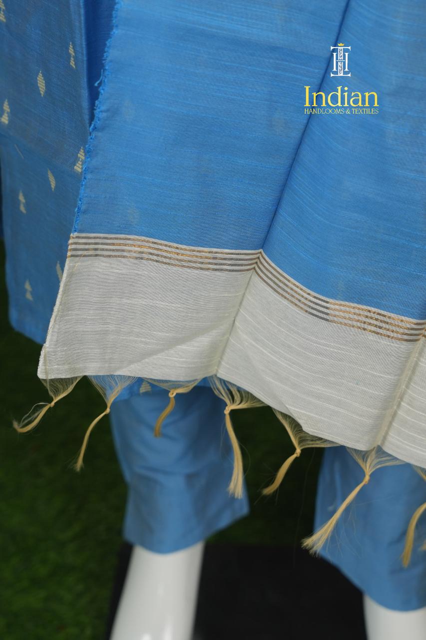 Premium Raw Silk 3 Pc Set-Blue