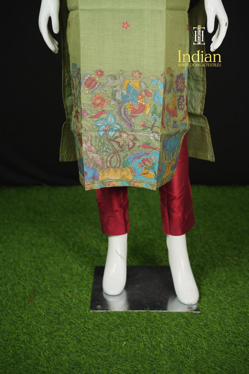 Premium Jamdhani Set-Pista Green