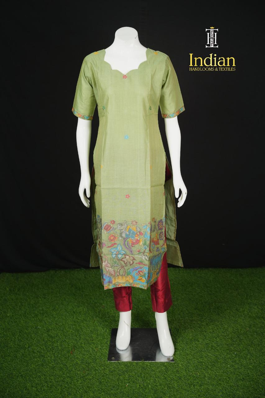 Premium Jamdhani Set-Pista Green