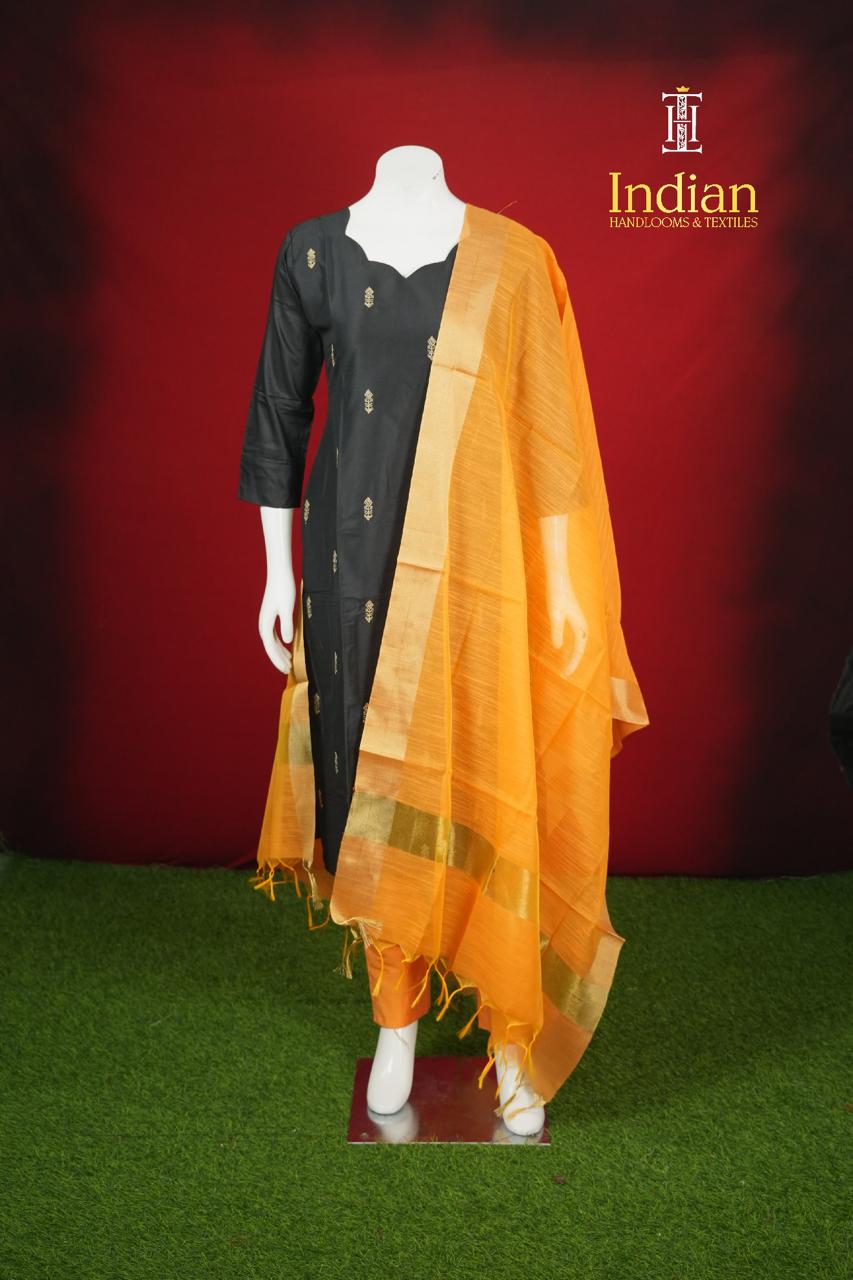 Contrast Raw Silk Sets 1- Black