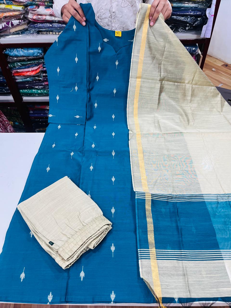 Premium Raw Silk Sets 1 - Peacock Blue