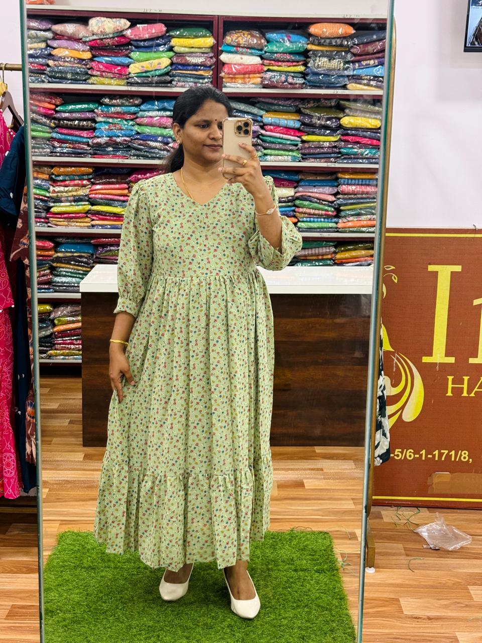 New Georgette Frocks- Green