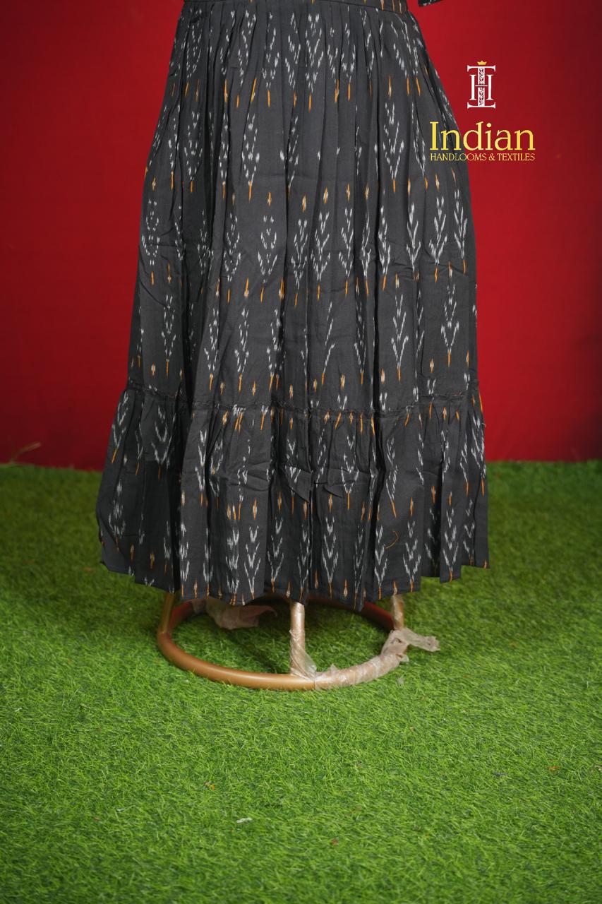 Ikkat cotton frock -Black