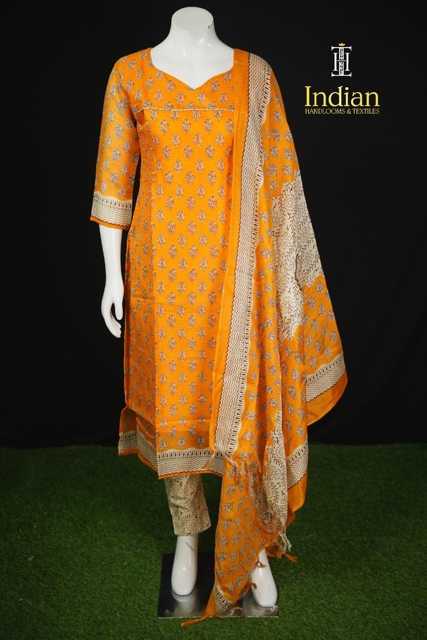 Printed Kota Sets - Yellow   1