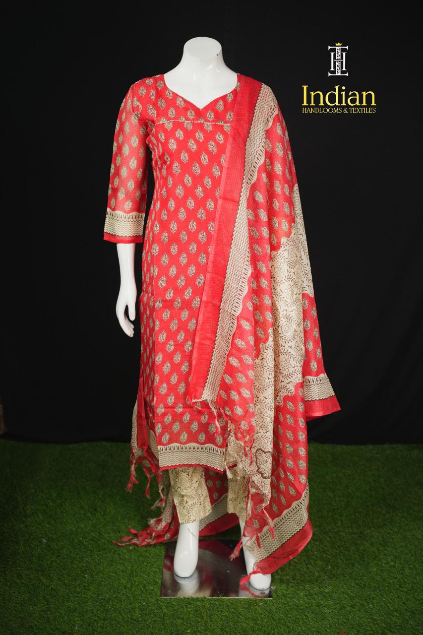 Printed Kota Sets - Red  3