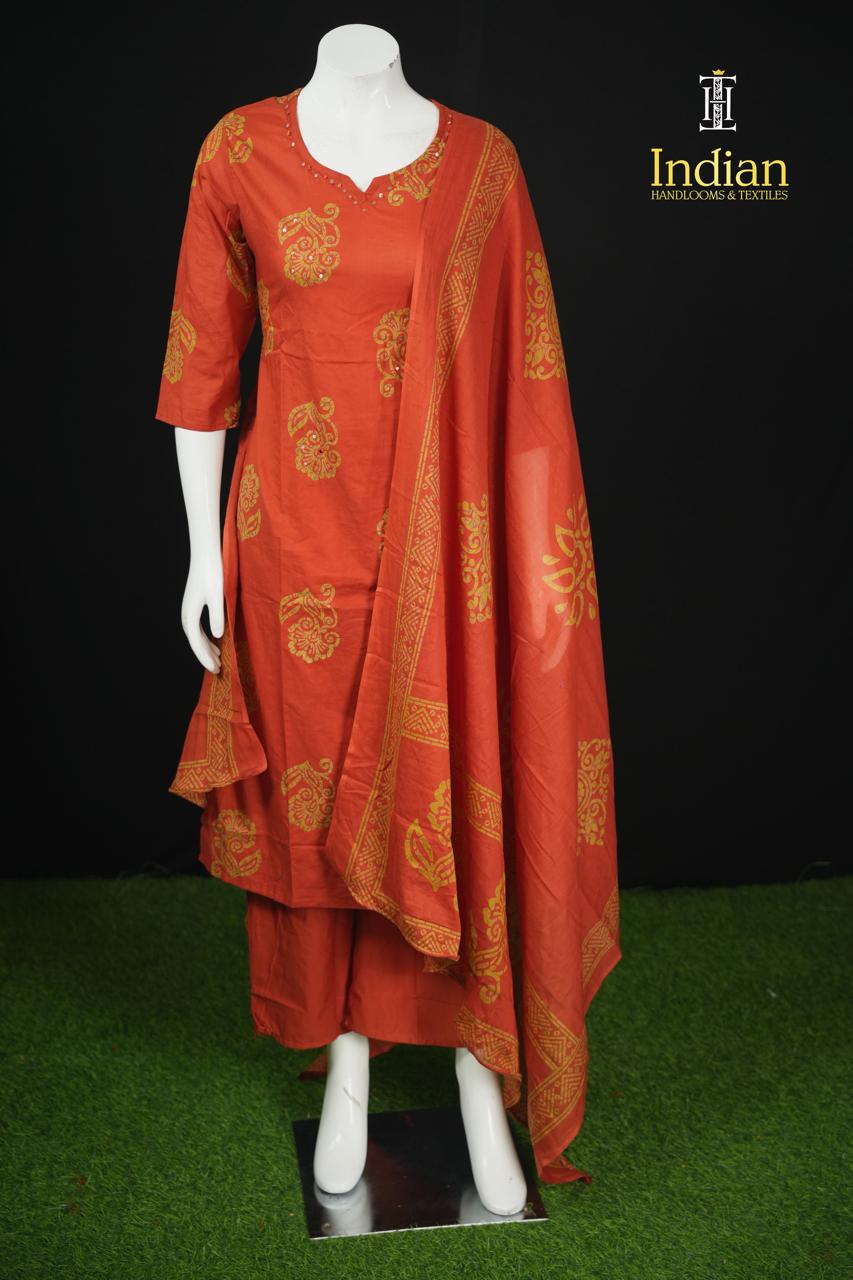 . Jaipuri Cotton Sets - Orange