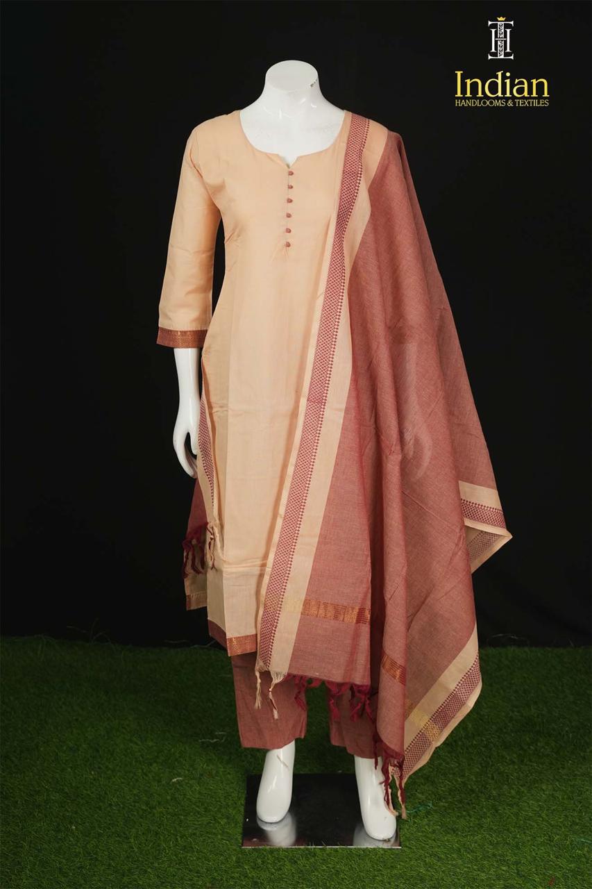 B Mangagiri Cotton Sets - Half &amp; Maroon