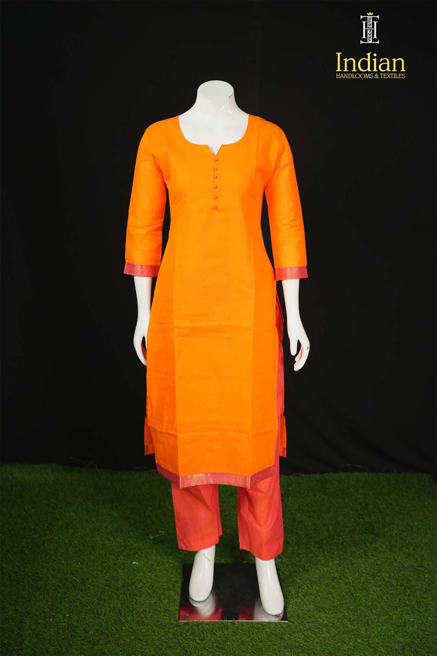B Mangagiri Cotton Sets - Orange &amp; Peach