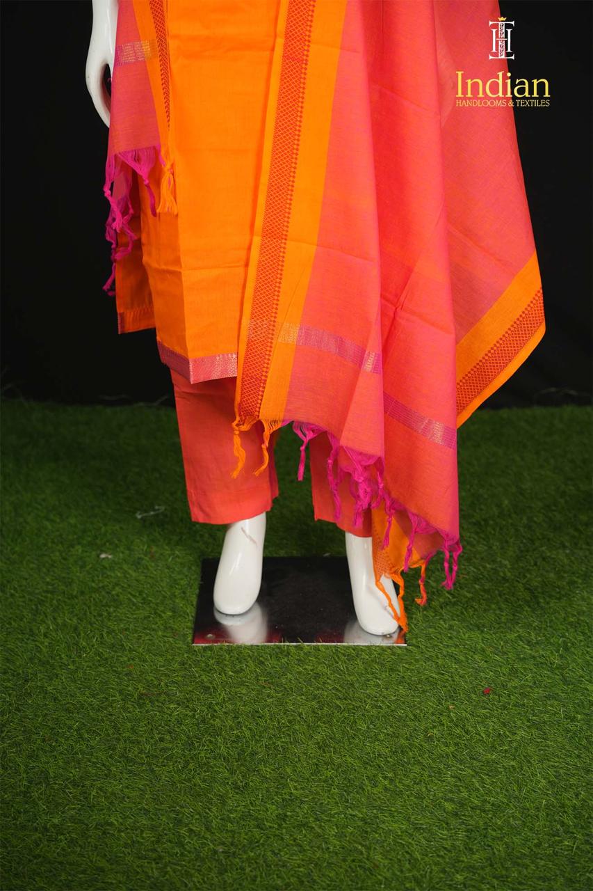 B Mangagiri Cotton Sets - Orange &amp; Peach