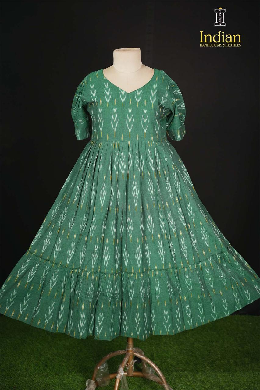 1 Ikkat cotton frock - Green
