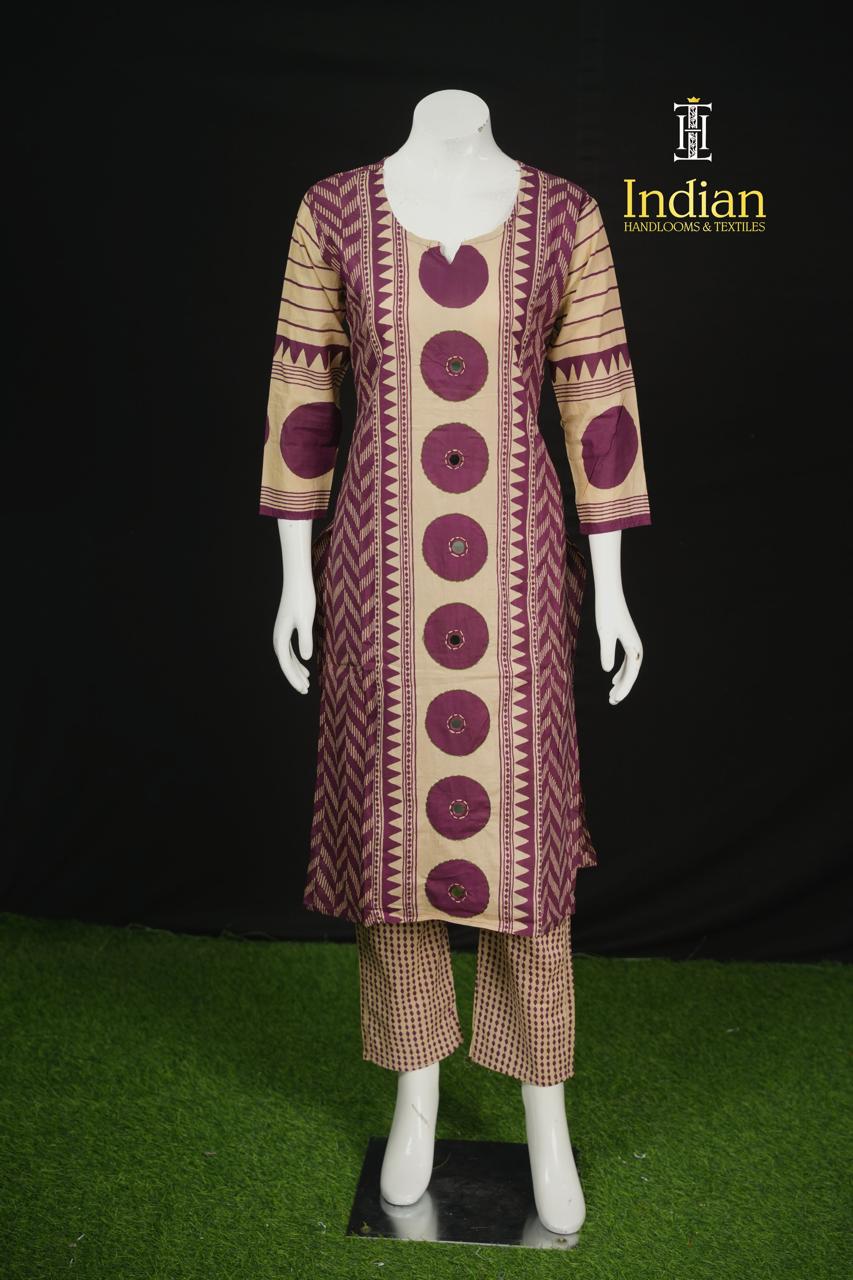 Designer Jaipuri Cotton Sets - Dark Wine