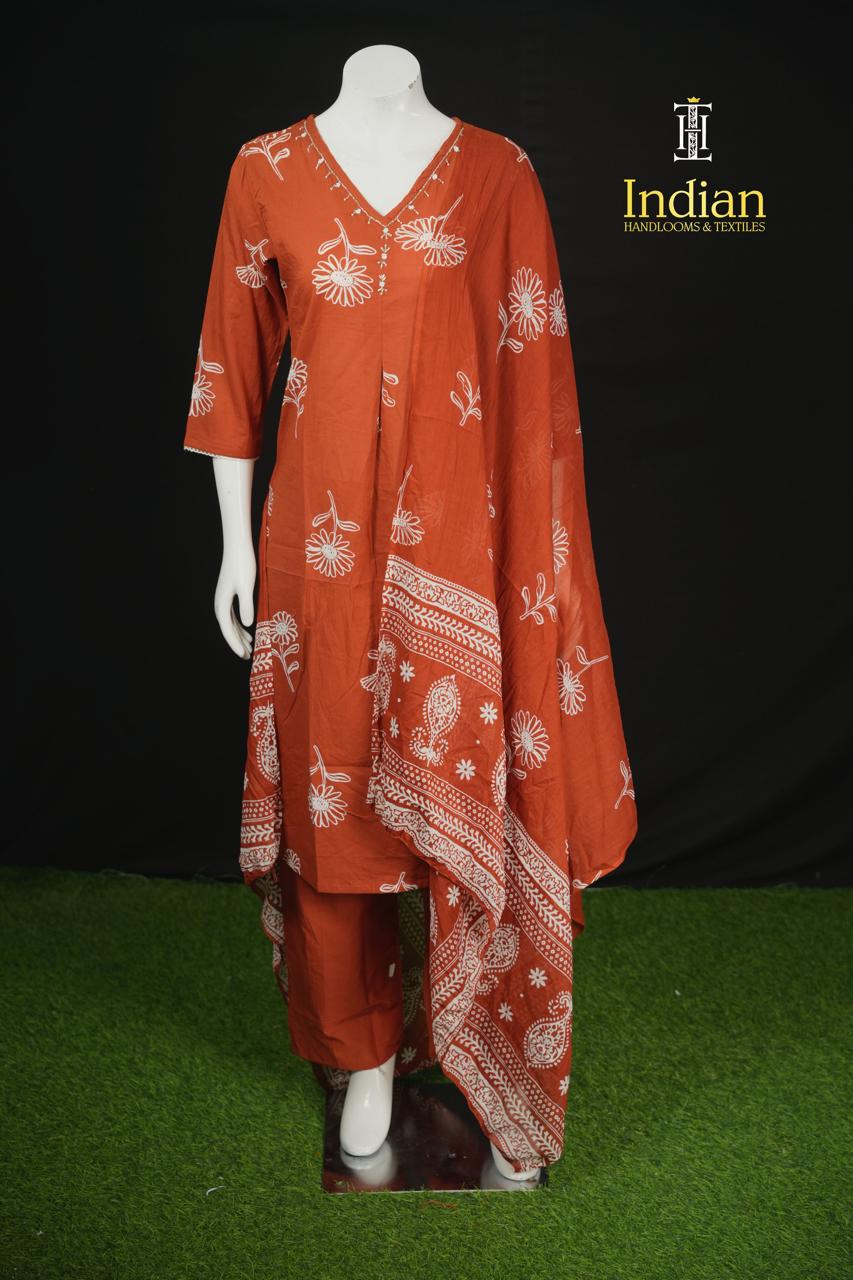 Designer Jaipuri Cotton Sets - Rust Orange 3