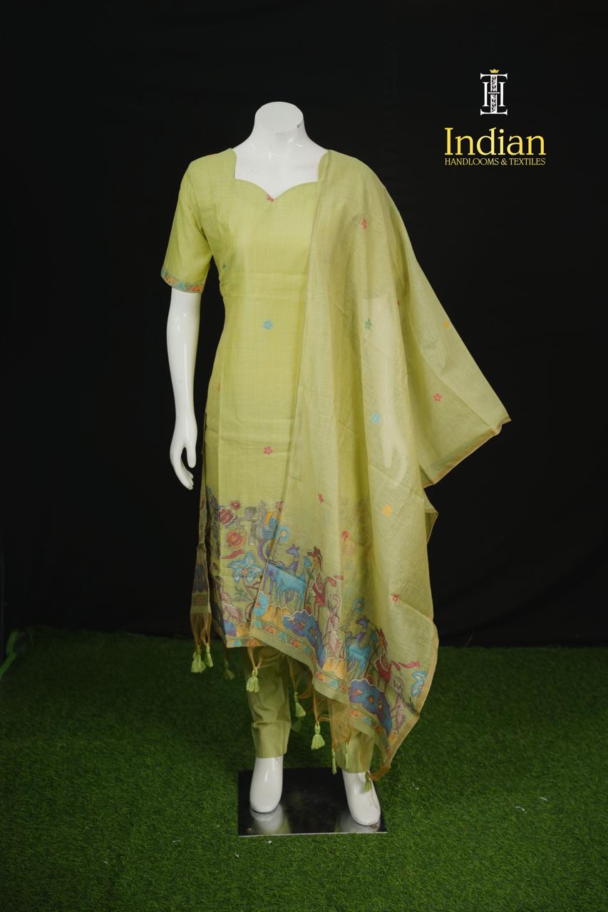 Premium Jamdhani Sets -Pista Green