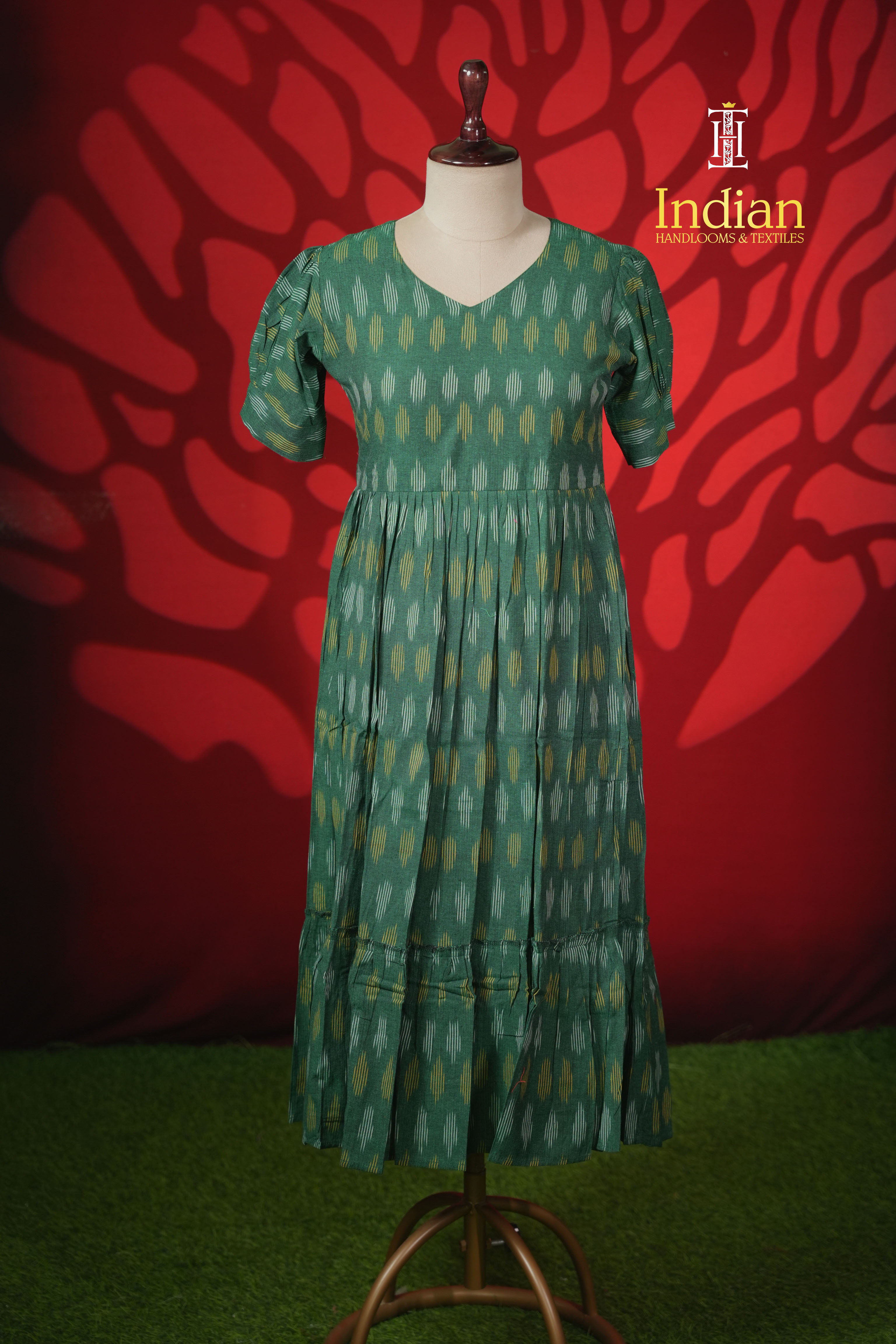 N Ikkath cotton frock Dark Green