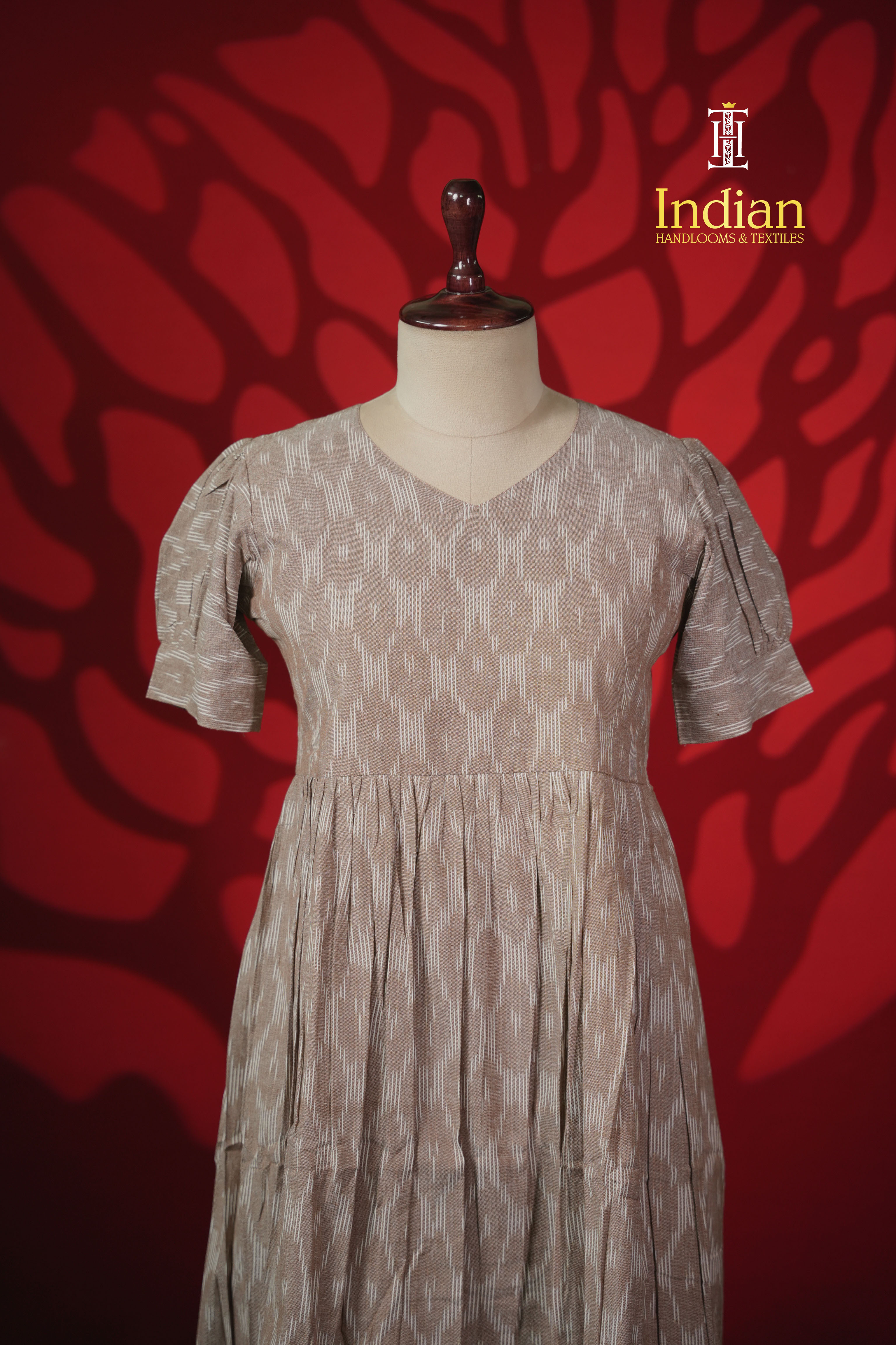 N Ikkath cotton frock -Peach Brown