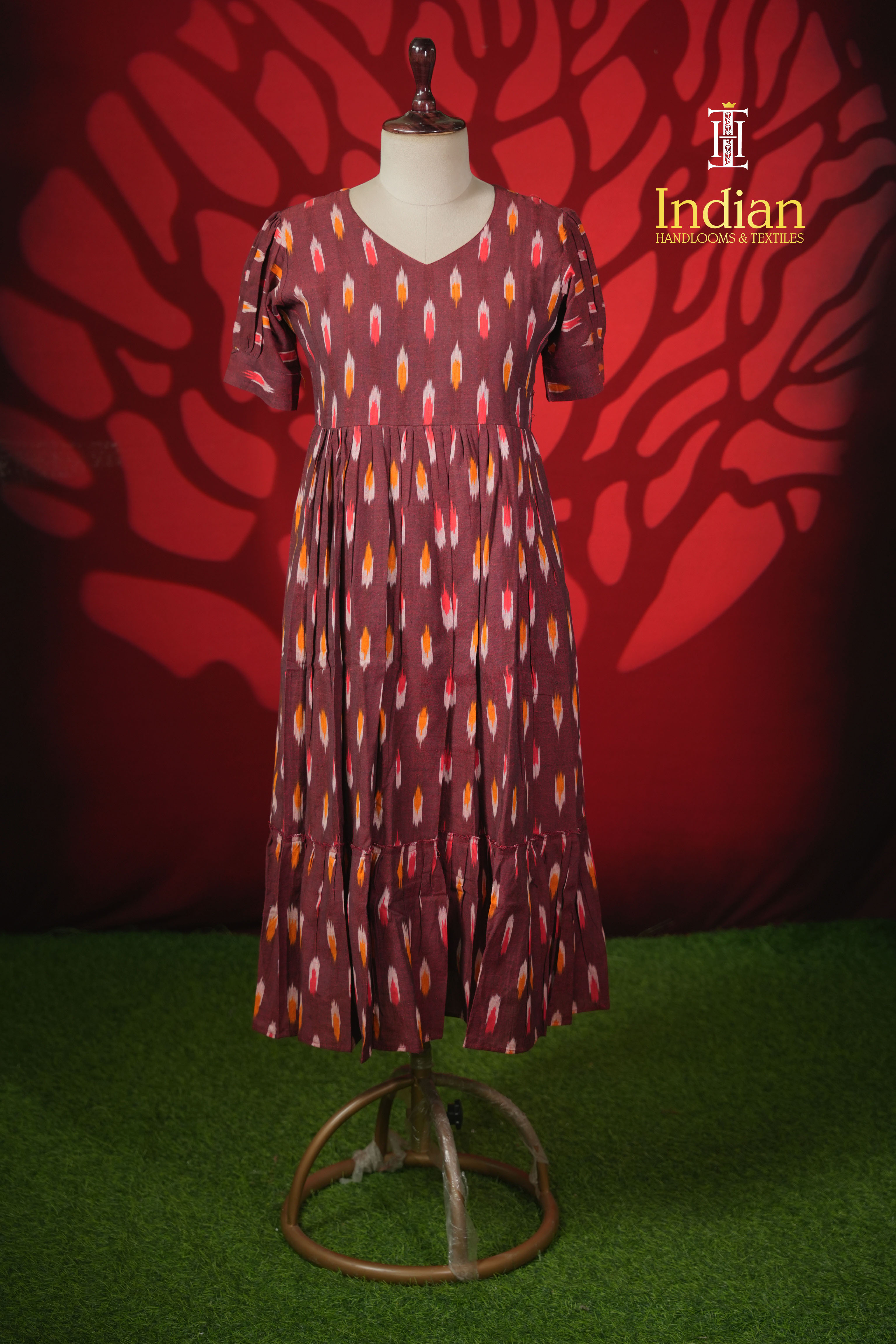 N Ikkath cotton frock- Maroon