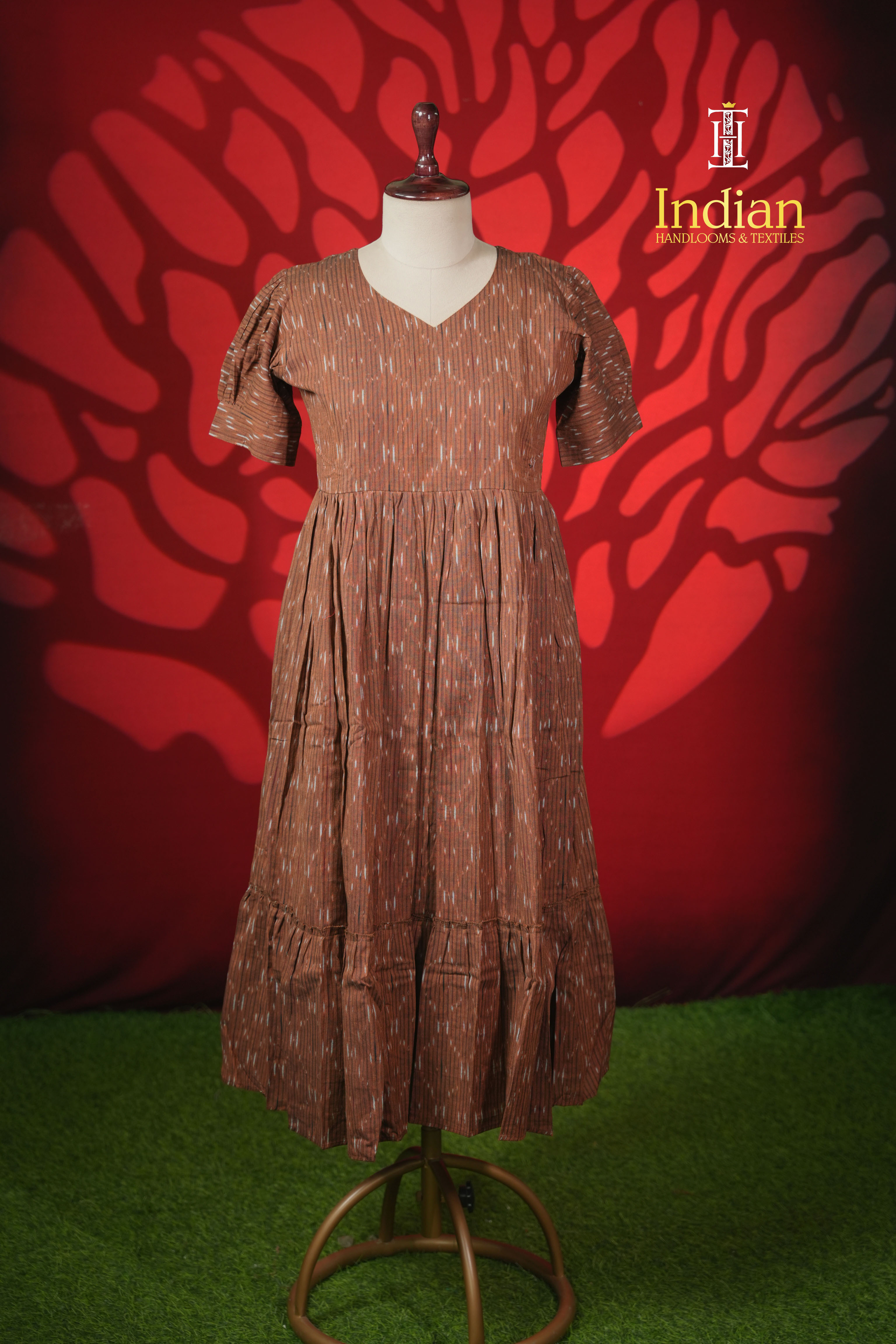 N Ikkath cotton frock- Brown