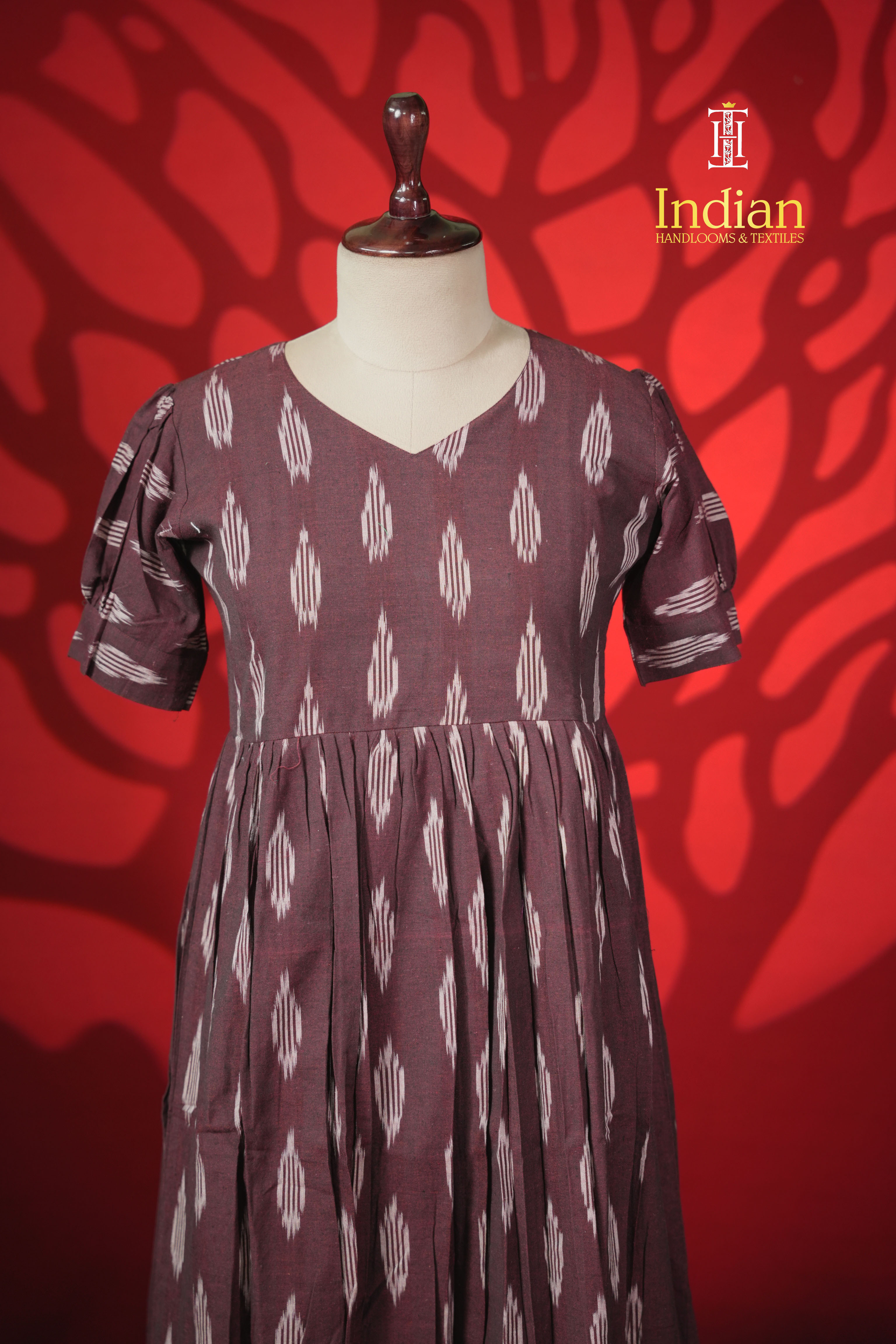 N Ikkath cotton frock- Dark Maroon
