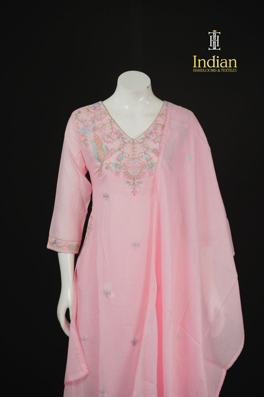 Premium Designer  Mul Cotton - Baby Pink 1