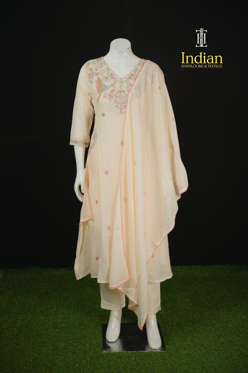 Premium Designer Mul Cotton - Half White 3