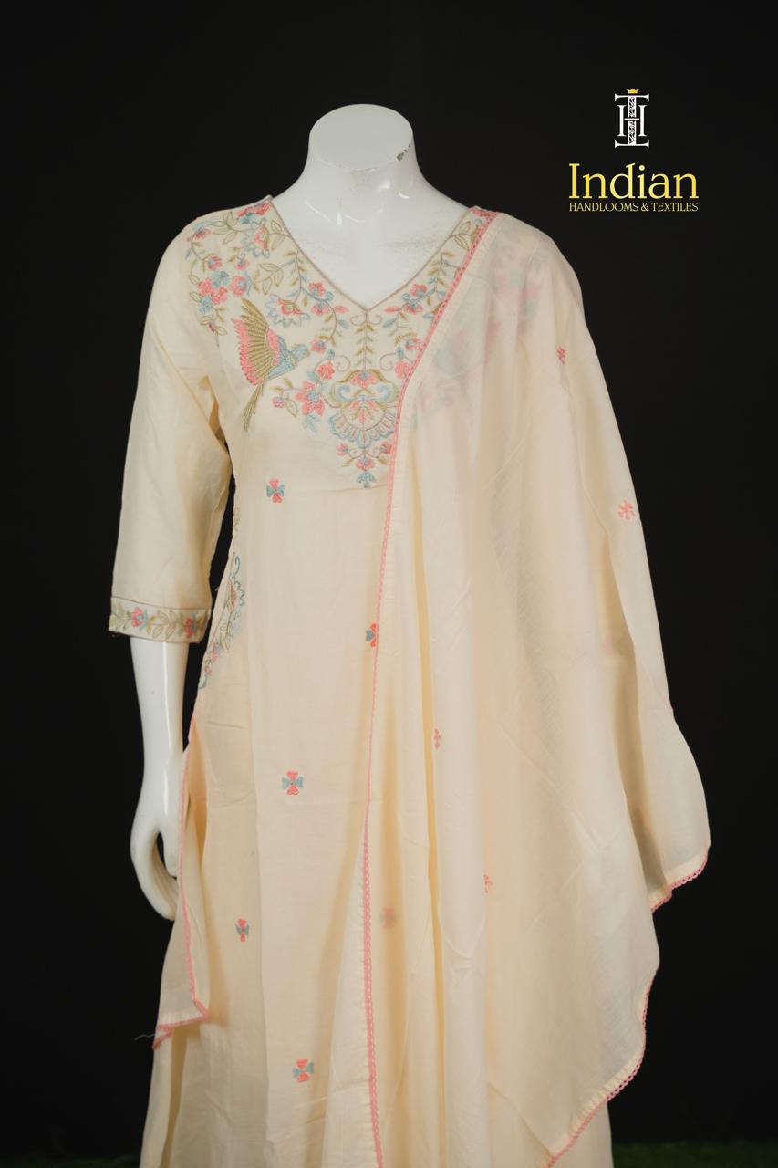 Premium Designer Mul Cotton - Half White 3